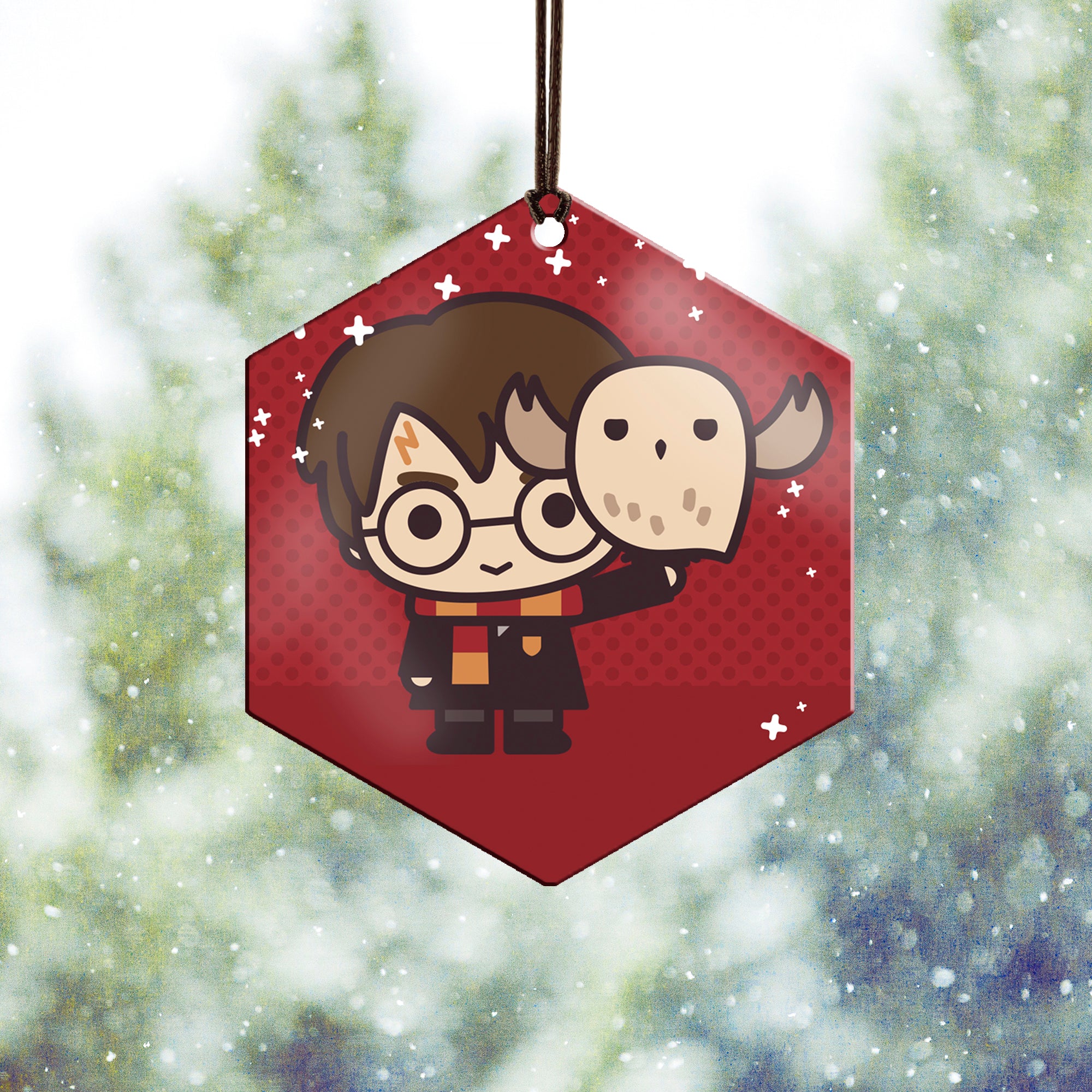 Harry Potter (Harry Potter and Hedwig - Chibi Cartoon) Hanging Metal Print AMHEX094