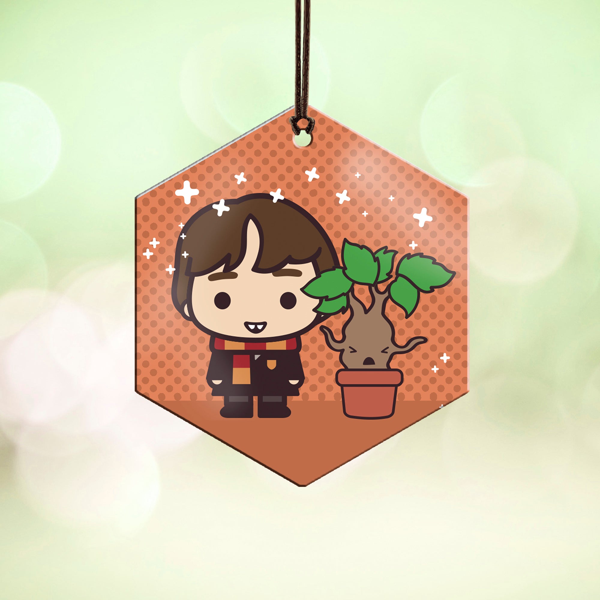 Harry Potter (Neville Longbottom and Mandrake - Chibi Cartoon) Hanging Metal Print AMHEX096