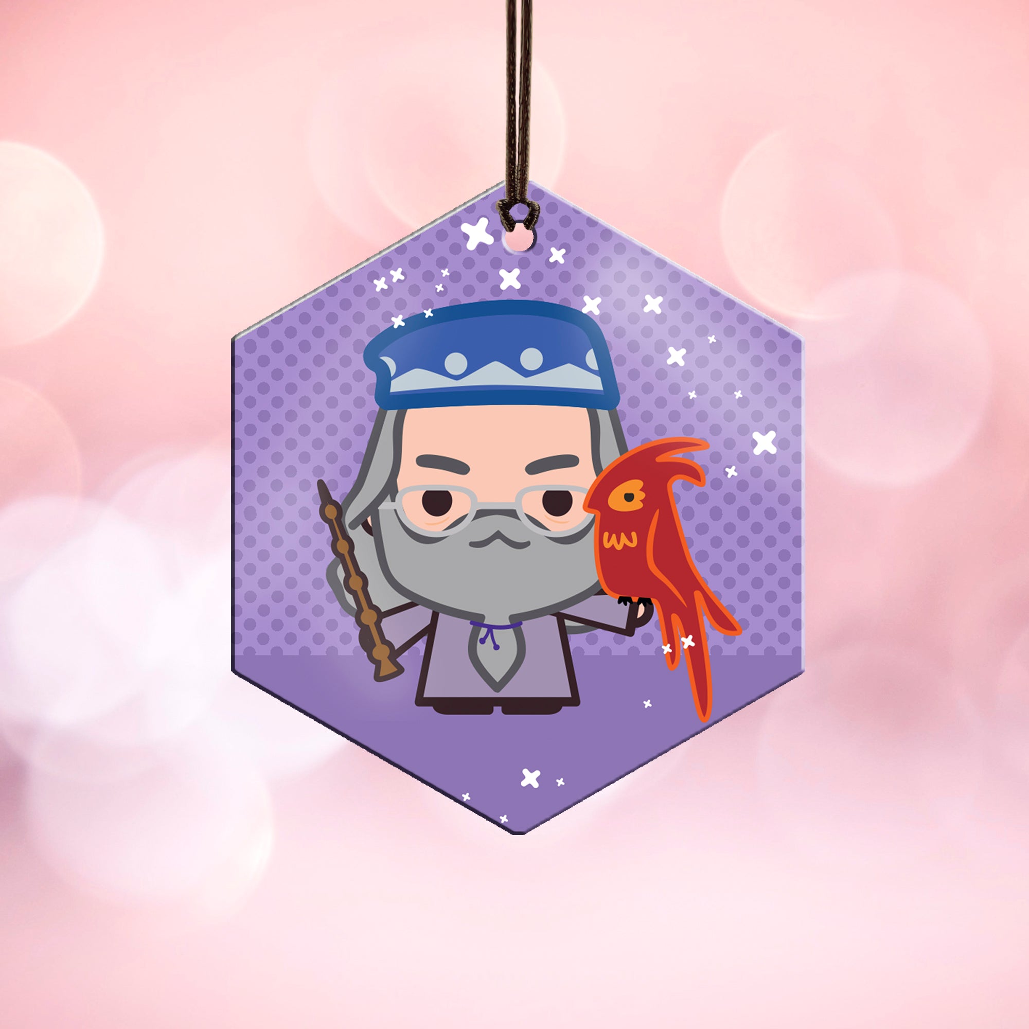 Harry Potter (Dumbledore and Fawkes - Chibi Cartoon) Hanging Metal Print AMHEX098