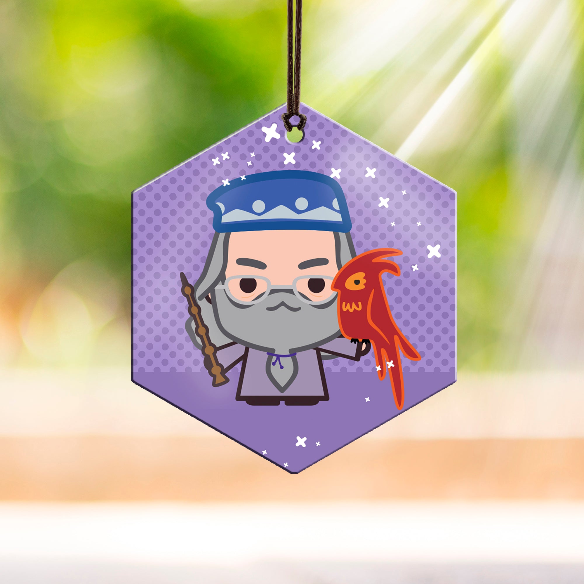 Harry Potter (Dumbledore and Fawkes - Chibi Cartoon) Hanging Metal Print AMHEX098