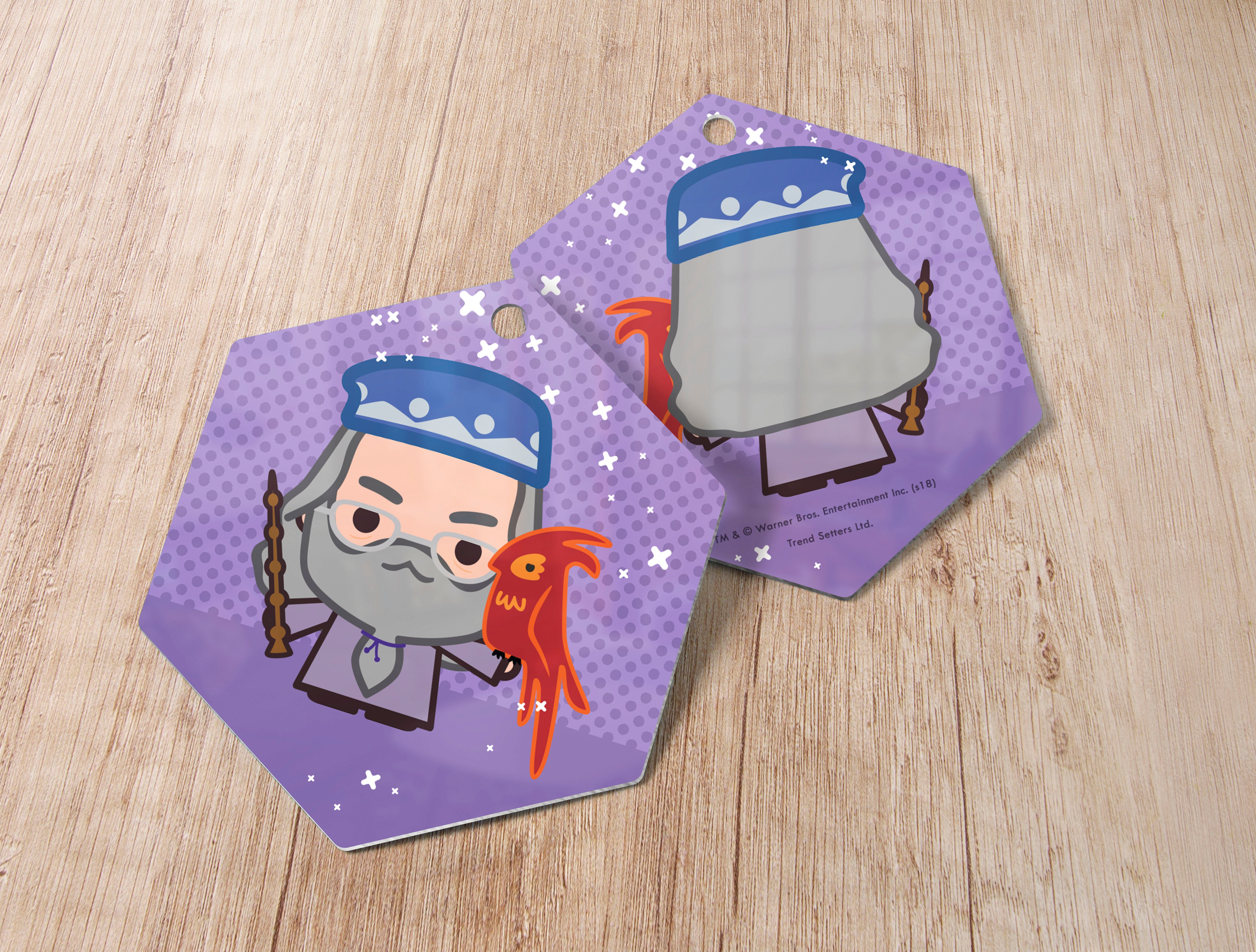 Harry Potter (Dumbledore and Fawkes - Chibi Cartoon) Hanging Metal Print AMHEX098