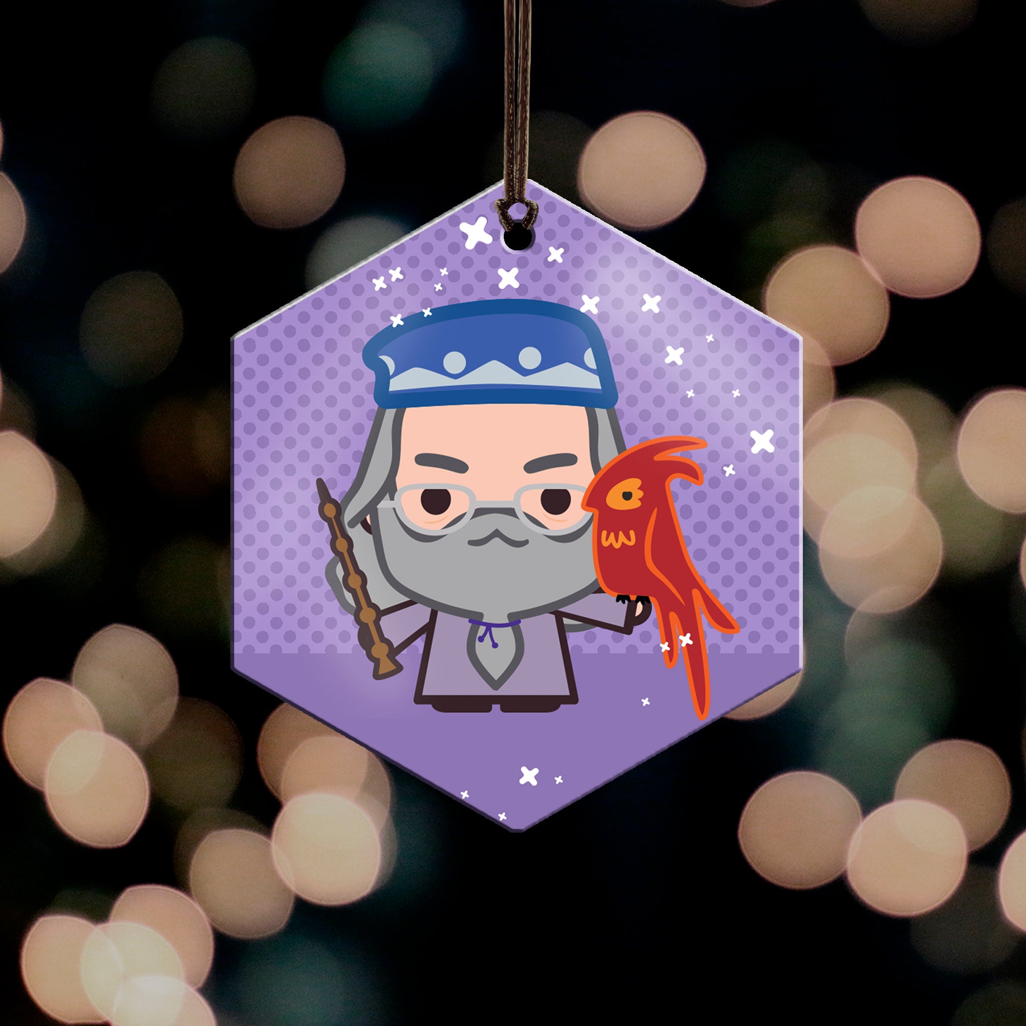 Harry Potter (Dumbledore and Fawkes - Chibi Cartoon) Hanging Metal Print AMHEX098