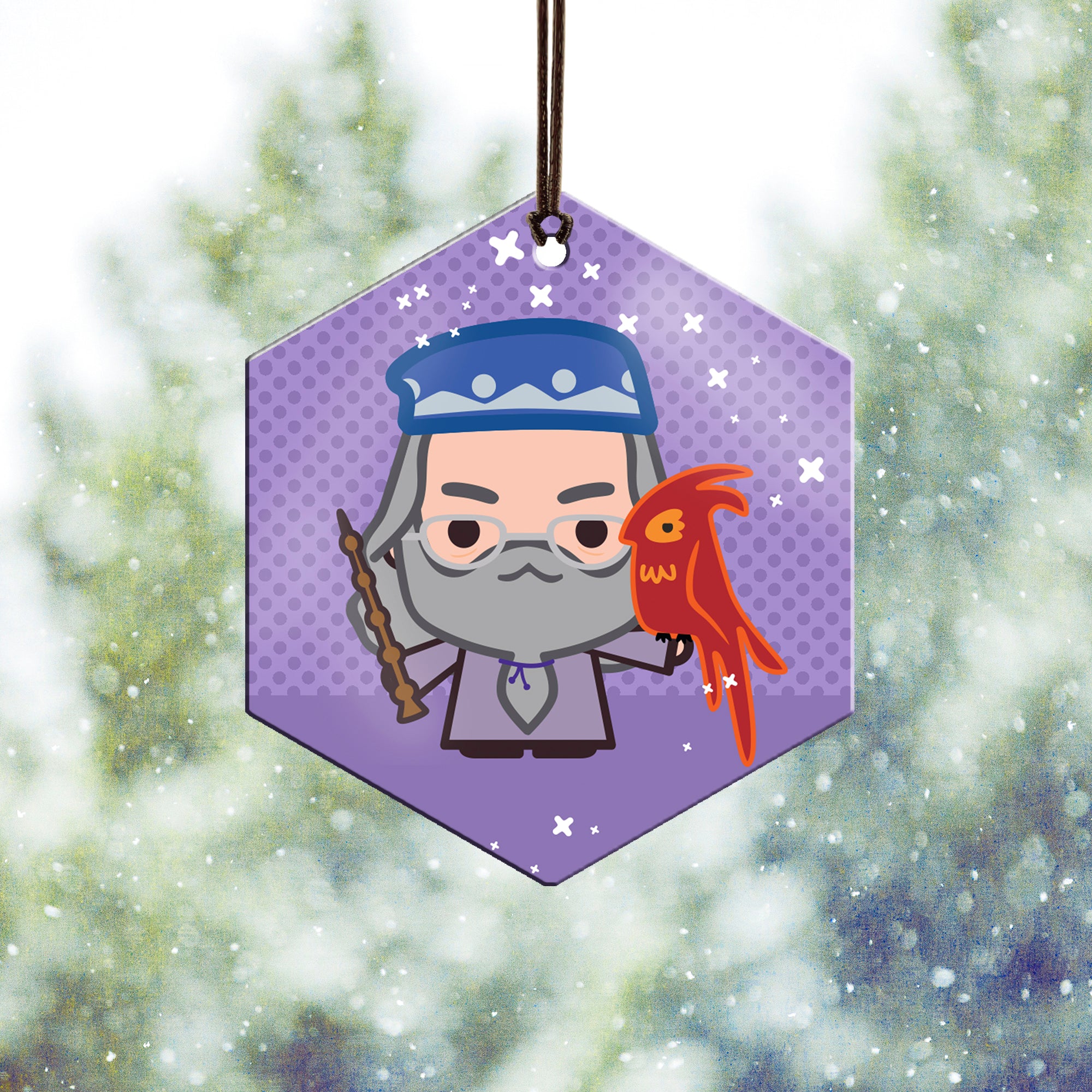 Harry Potter (Dumbledore and Fawkes - Chibi Cartoon) Hanging Metal Print AMHEX098