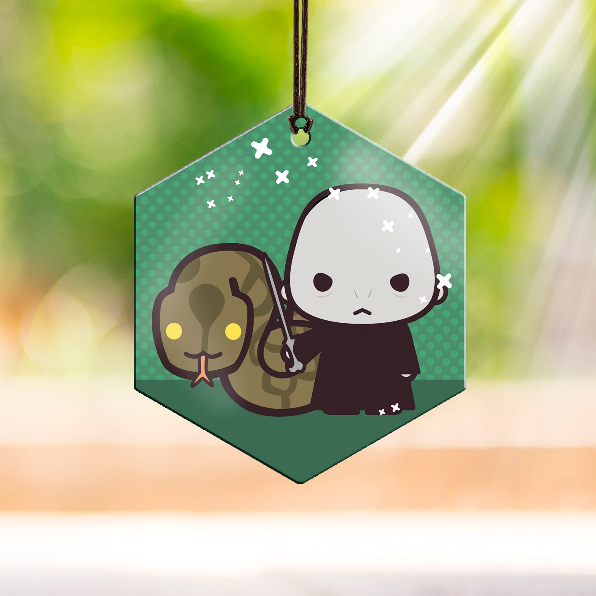 Harry Potter (Voldemort and Nagini - Chibi Cartoon) Hanging Metal Print AMHEX099