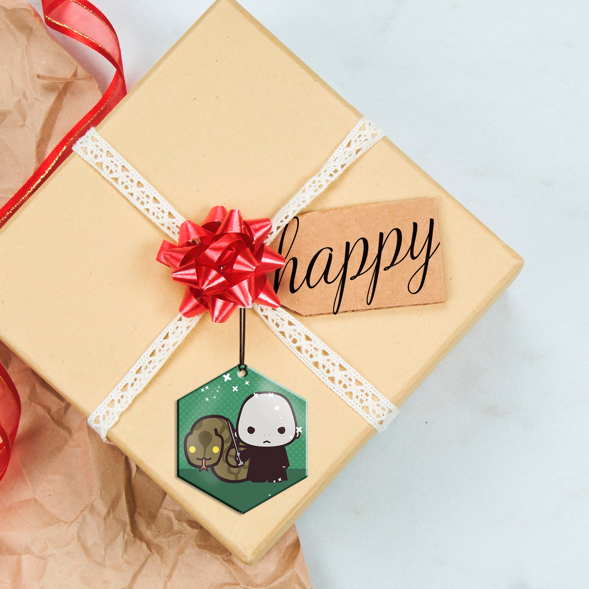 Harry Potter (Voldemort and Nagini - Chibi Cartoon) Hanging Metal Print AMHEX099