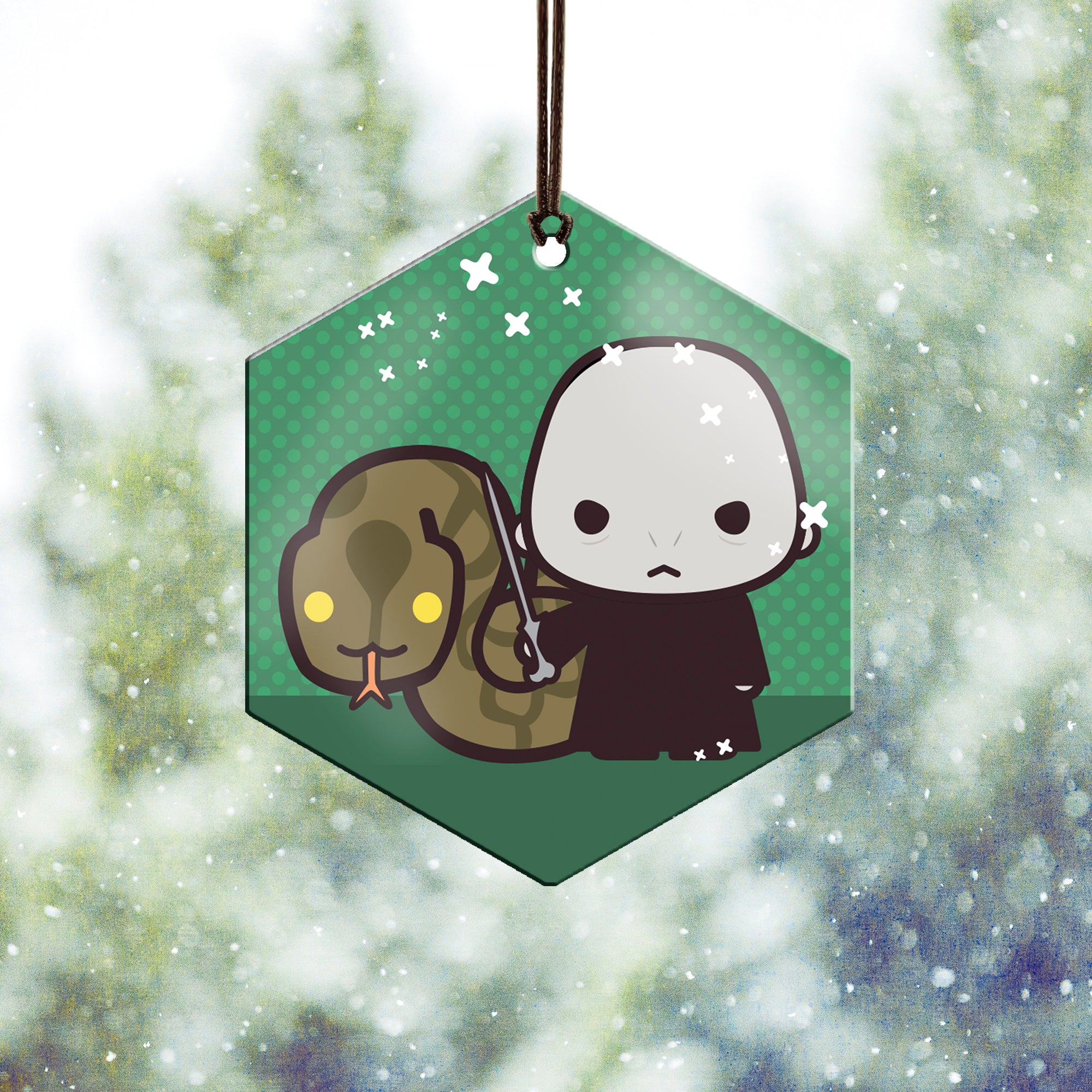 Harry Potter (Voldemort and Nagini - Chibi Cartoon) Hanging Metal Print AMHEX099