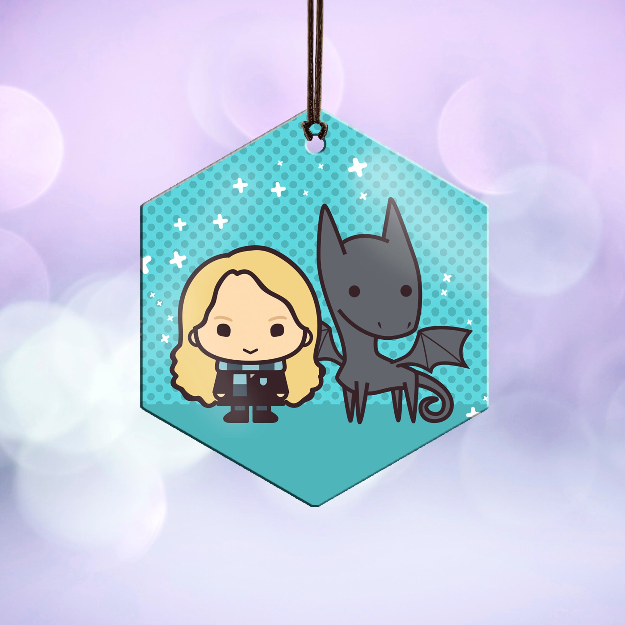 Harry Potter (Luna Lovegood and Thestral - Chibi Cartoon) Hanging Metal Print AMHEX100