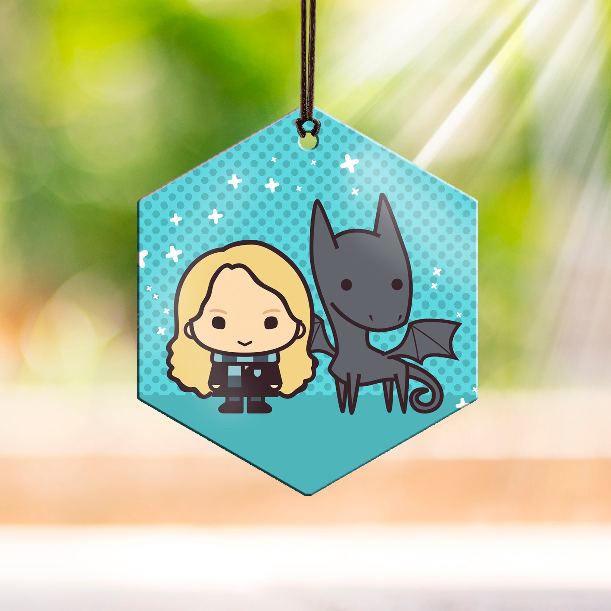 Harry Potter (Luna Lovegood and Thestral - Chibi Cartoon) Hanging Metal Print AMHEX100