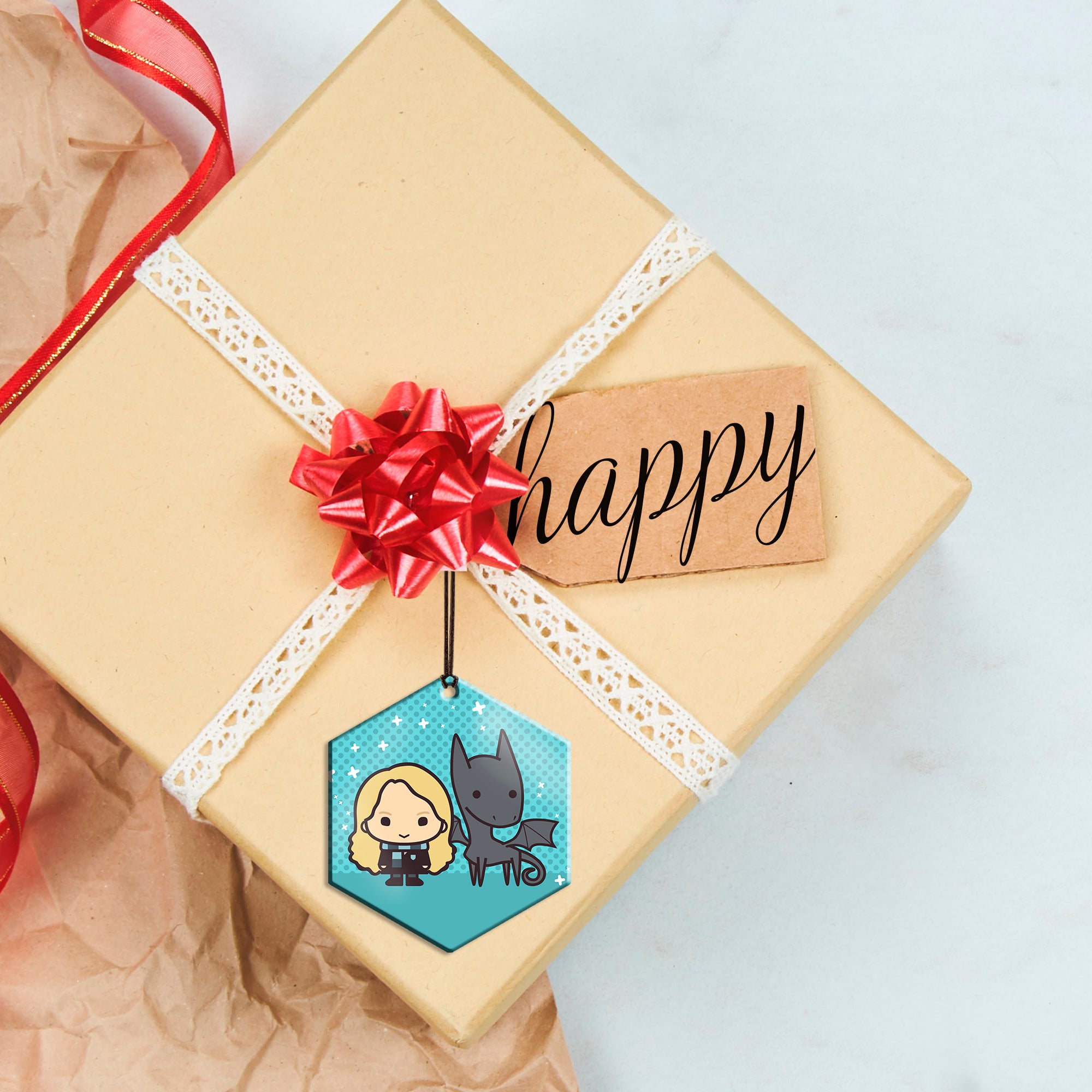 Harry Potter (Luna Lovegood and Thestral - Chibi Cartoon) Hanging Metal Print AMHEX100