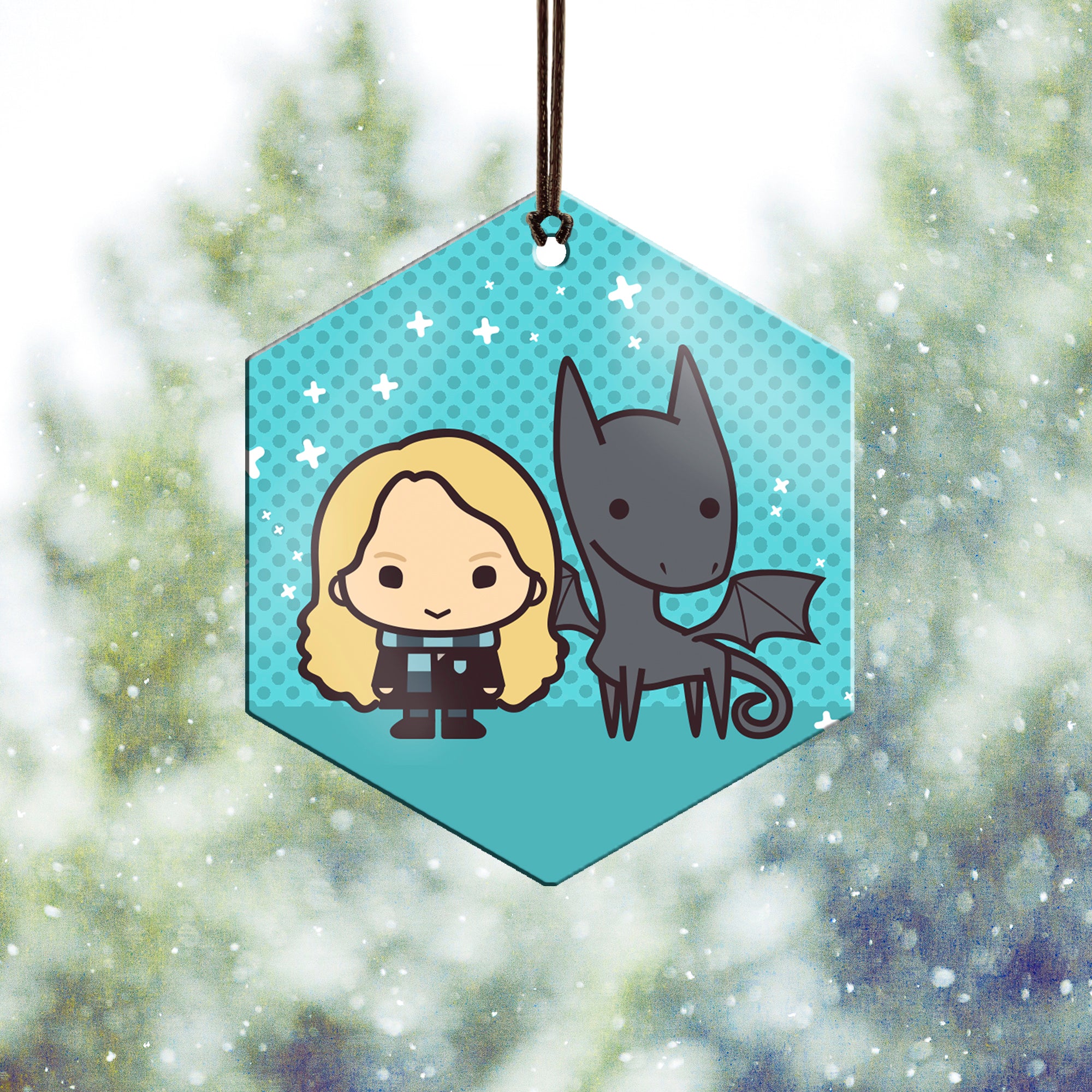 Harry Potter (Luna Lovegood and Thestral - Chibi Cartoon) Hanging Metal Print AMHEX100