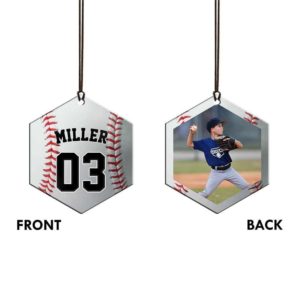 Trend Setters Original (Baseball Photo and Name) 2.5” x 0.1” x 3” Personalized Hexagon Hanging Metal Print AMHEXU171