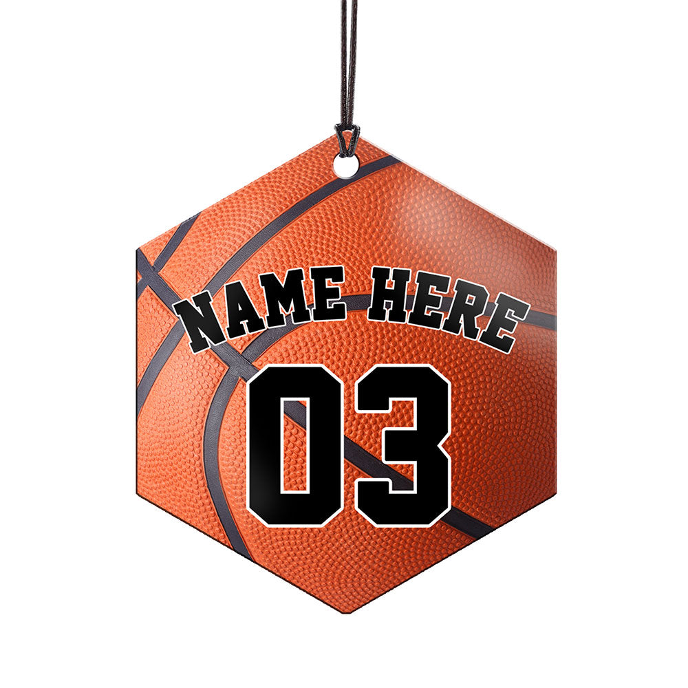 Trend Setters Original (Basketball Photo and Name) 2.5” x 0.1” x 3” Personalized Hexagon Hanging Metal Print AMHEXU175
