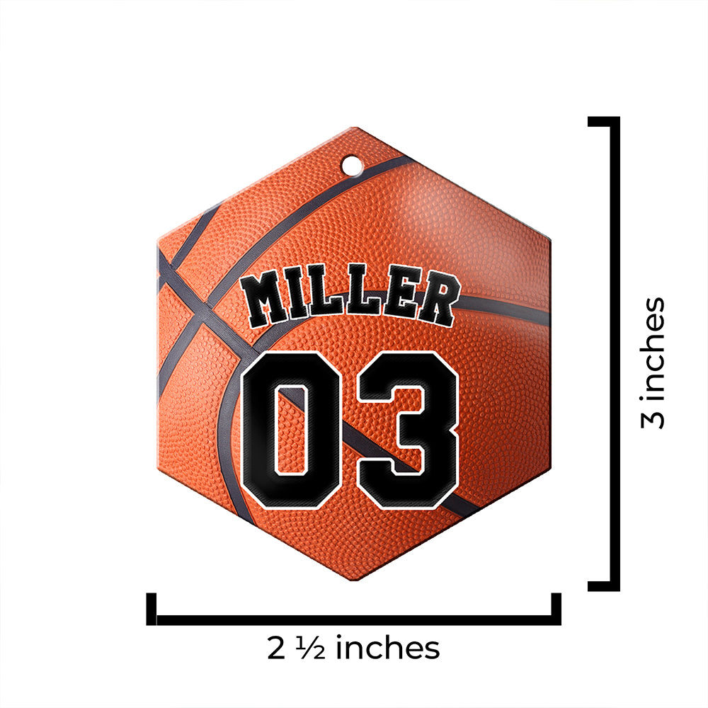 Trend Setters Original (Basketball Photo and Name) 2.5” x 0.1” x 3” Personalized Hexagon Hanging Metal Print AMHEXU175