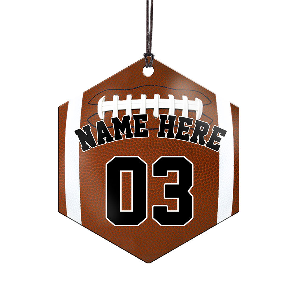 Trend Setters Original (Football Photo and Name) 2.5” x 0.1” x 3” Personalized Hexagon Hanging Metal Print AMHEXU176