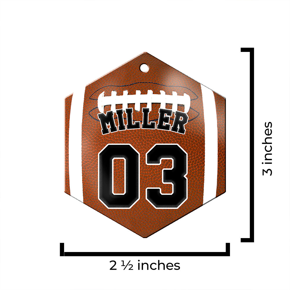 Trend Setters Original (Football Photo and Name) 2.5” x 0.1” x 3” Personalized Hexagon Hanging Metal Print AMHEXU176