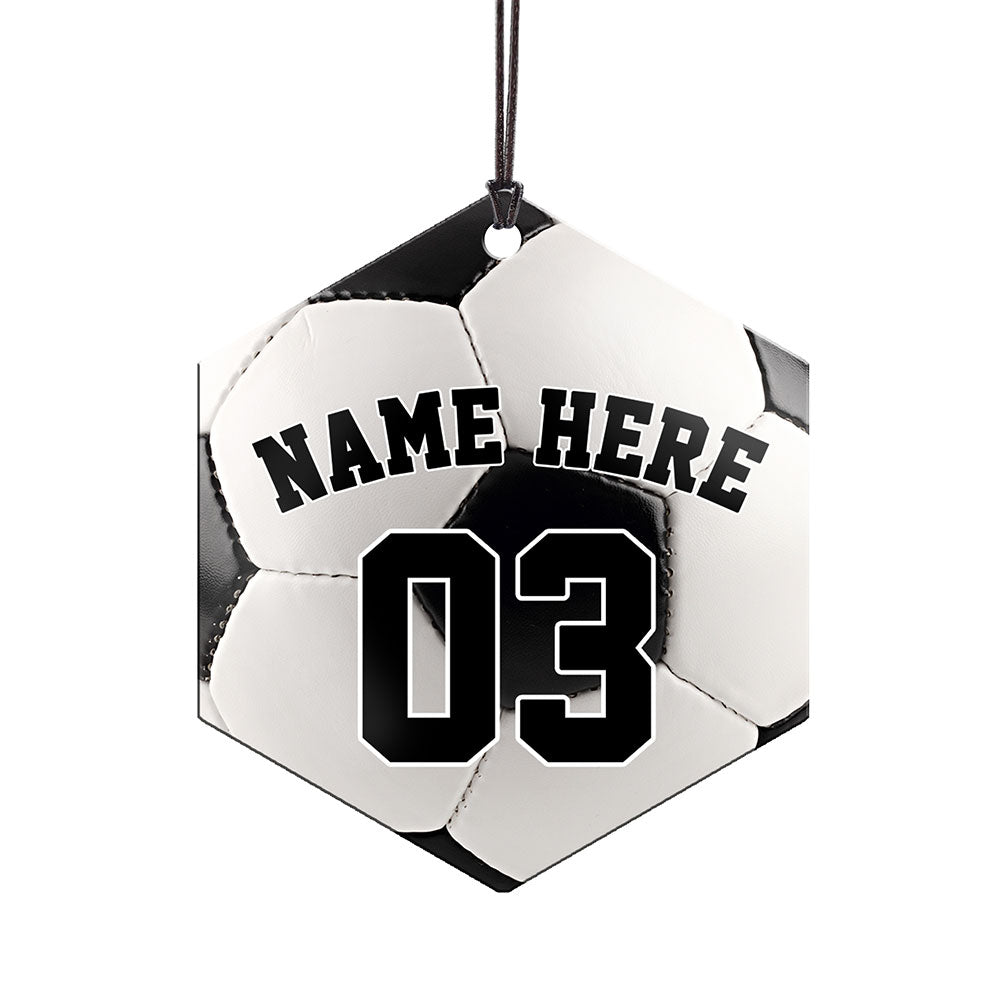 Trend Setters Original (Soccer Photo and Name) 2.5” x 0.1” x 3” Personalized Hexagon Hanging Metal Print AMHEXU177