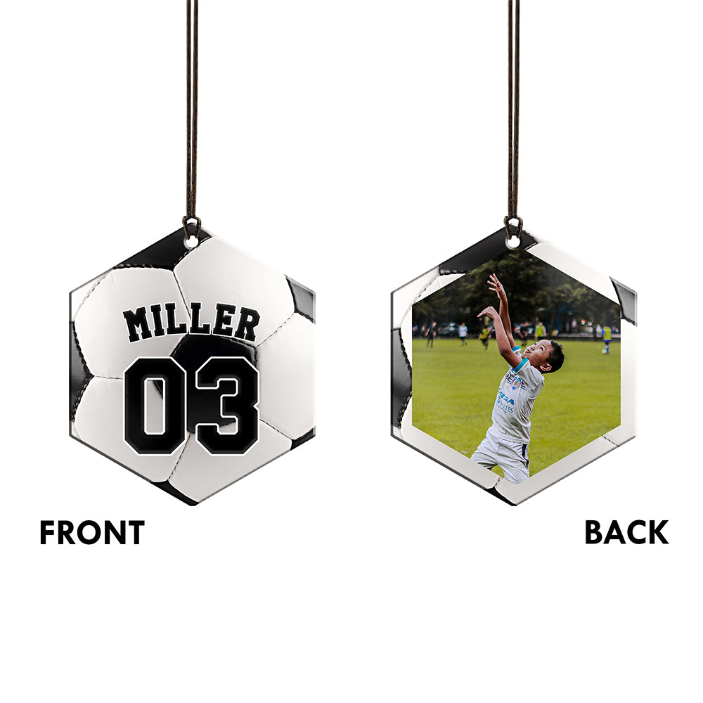Trend Setters Original (Soccer Photo and Name) 2.5” x 0.1” x 3” Personalized Hexagon Hanging Metal Print AMHEXU177