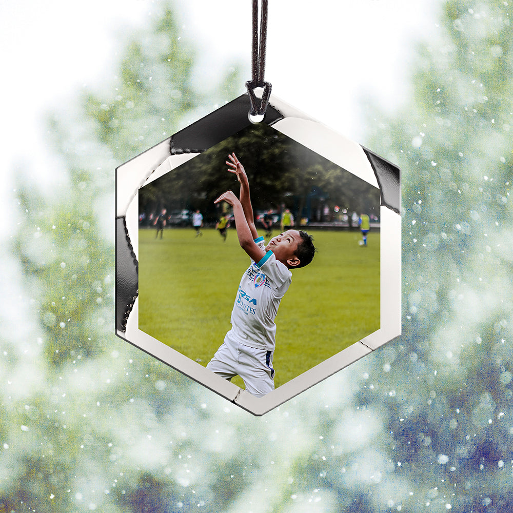 Trend Setters Original (Soccer Photo and Name) 2.5” x 0.1” x 3” Personalized Hexagon Hanging Metal Print AMHEXU177