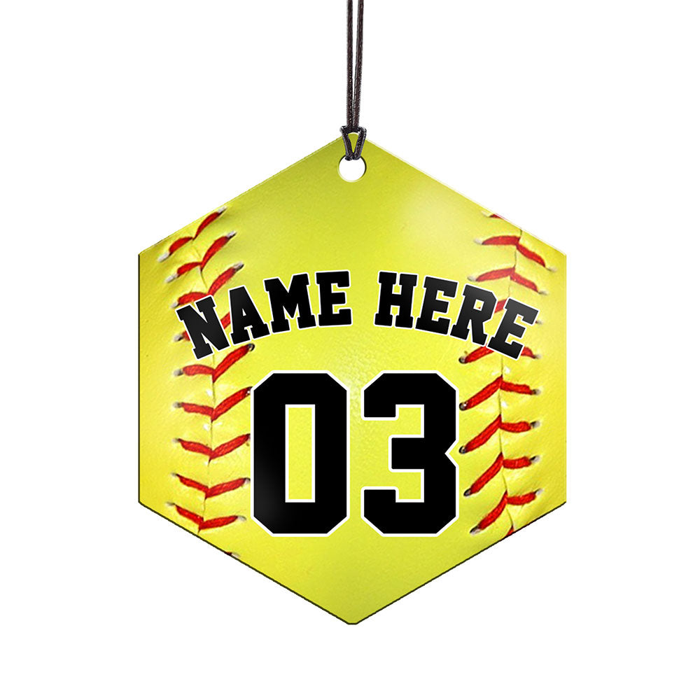 Trend Setters Original (Softball Photo and Name) 2.5” x 0.1” x 3” Personalized Hexagon Hanging Metal Print AMHEXU178