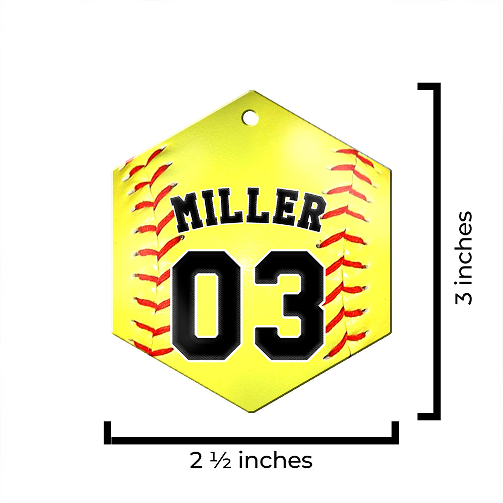 Trend Setters Original (Softball Photo and Name) 2.5” x 0.1” x 3” Personalized Hexagon Hanging Metal Print AMHEXU178