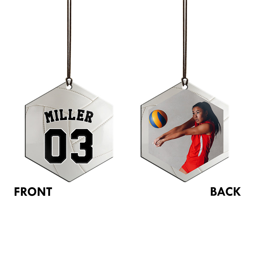 Trend Setters Original (Volleyball Photo and Name) 2.5” x 0.1” x 3” Personalized Hexagon Hanging Metal Print AMHEXU179