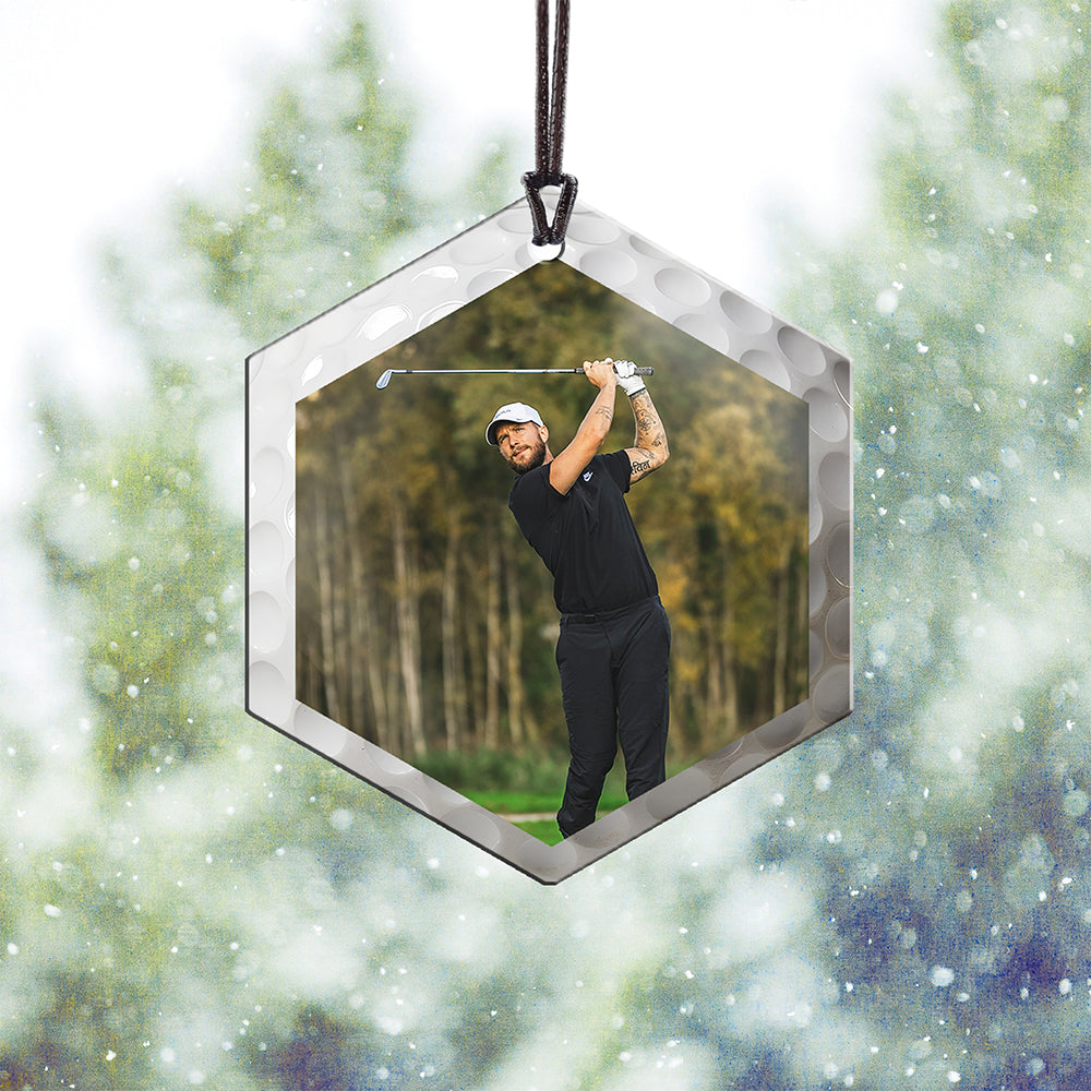 Trend Setters Original (Golf Photo and Name) 2.5” x 0.1” x 3” Personalized Hexagon Hanging Metal Print AMHEXU180
