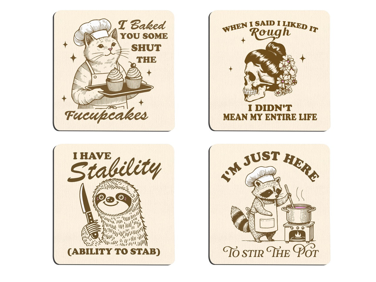 Trend Setters Original (Funny Animal Quotes) Hardboard Coaster Set of Four CSTRHRD075