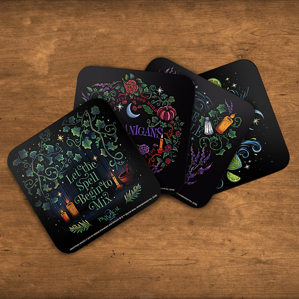 Practical Magic 2 (Witchy Sayings) 3.5" x 3.5" Hardboard Coaster Set of Four CSTRHRD079