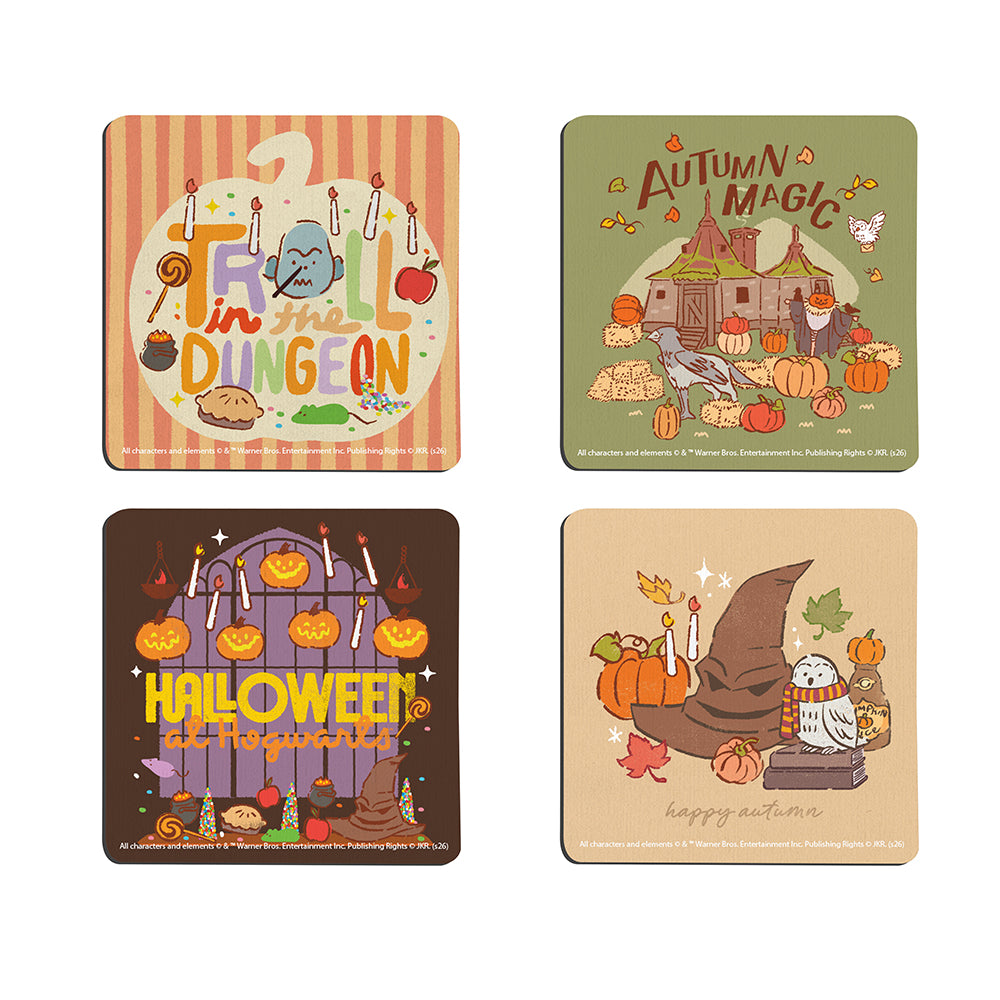 Harry Potter (Autumn and Halloween) 3.5" x 3.5" Hardboard Coaster Set of Four CSTRHRD081