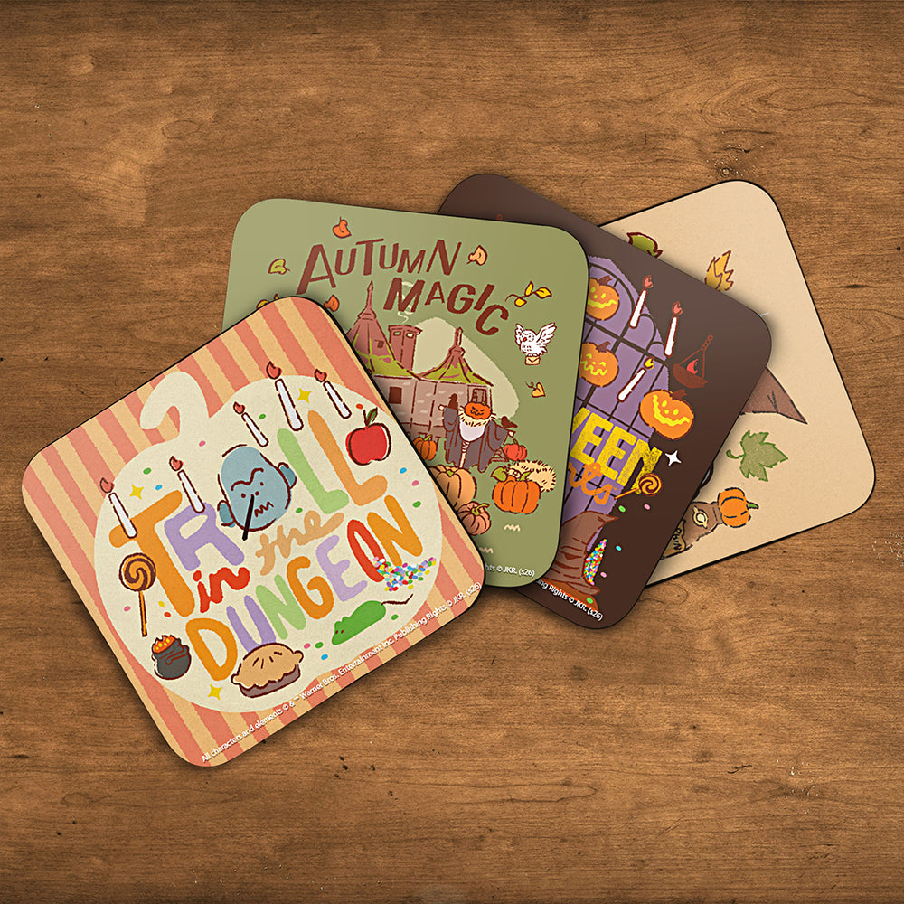 Harry Potter (Autumn and Halloween) 3.5" x 3.5" Hardboard Coaster Set of Four CSTRHRD081