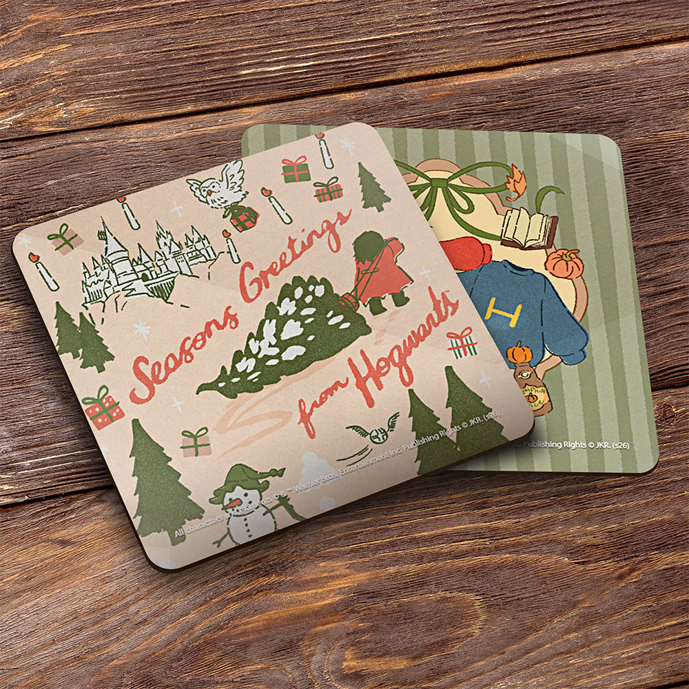 Harry Potter (Hogwarts Holiday) 3.5" x 3.5" Hardboard Coaster Set of Four CSTRHRD082