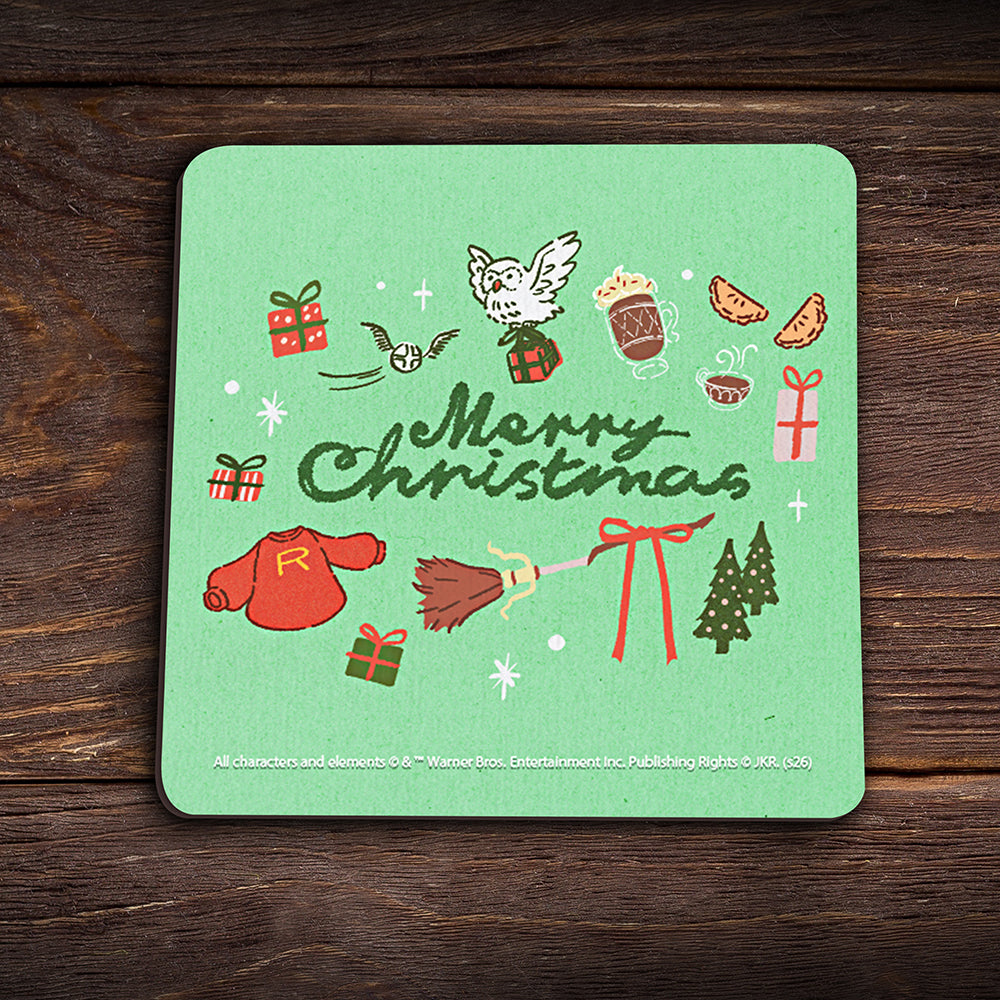Harry Potter (Hogwarts Holiday) 3.5" x 3.5" Hardboard Coaster Set of Four CSTRHRD082