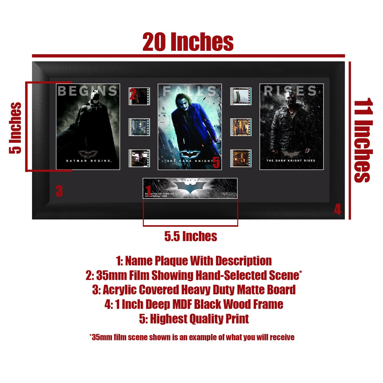 Batman: The Dark Knight Trilogy (Rise and Fall) Limited Edition Trio Framed FilmCells Presentation USFC6225