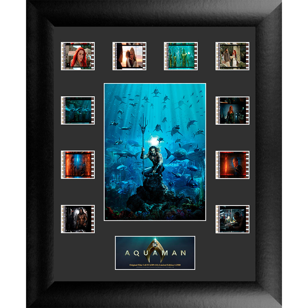 Aquaman (Jason Momoa and Sharks) Mini Montage Framed FilmCells PresentationUSFC6389