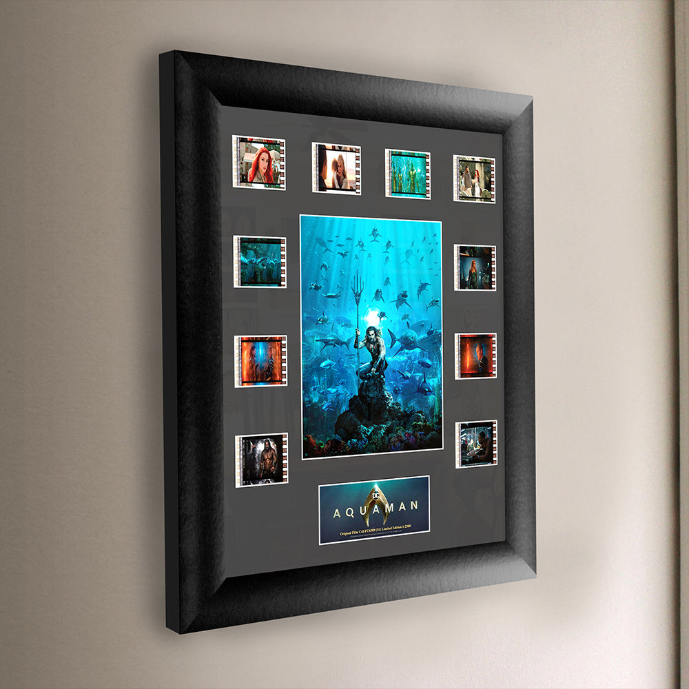 Aquaman (Jason Momoa and Sharks) Mini Montage Framed FilmCells PresentationUSFC6389