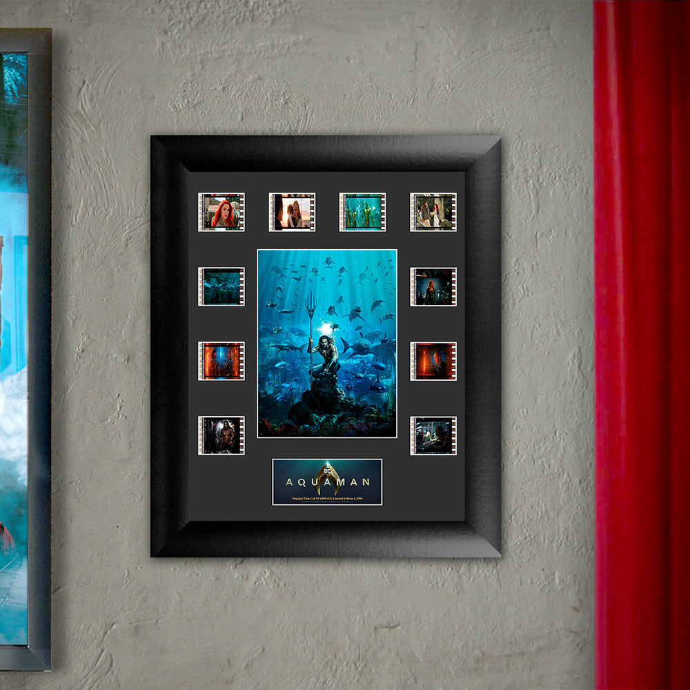 Aquaman (Jason Momoa and Sharks) Mini Montage Framed FilmCells PresentationUSFC6389