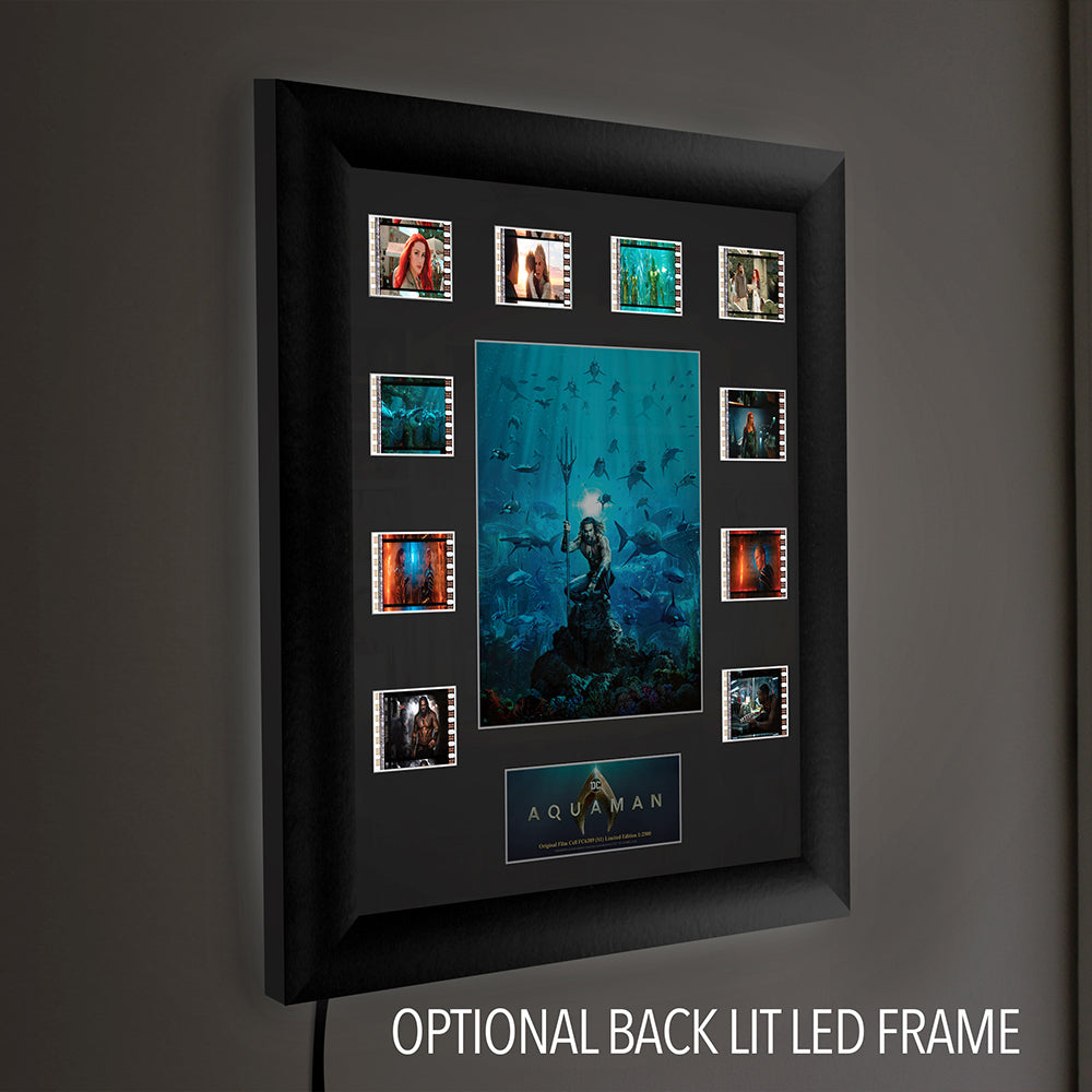 Aquaman (Jason Momoa and Sharks) Mini Montage Framed FilmCells PresentationUSFC6389