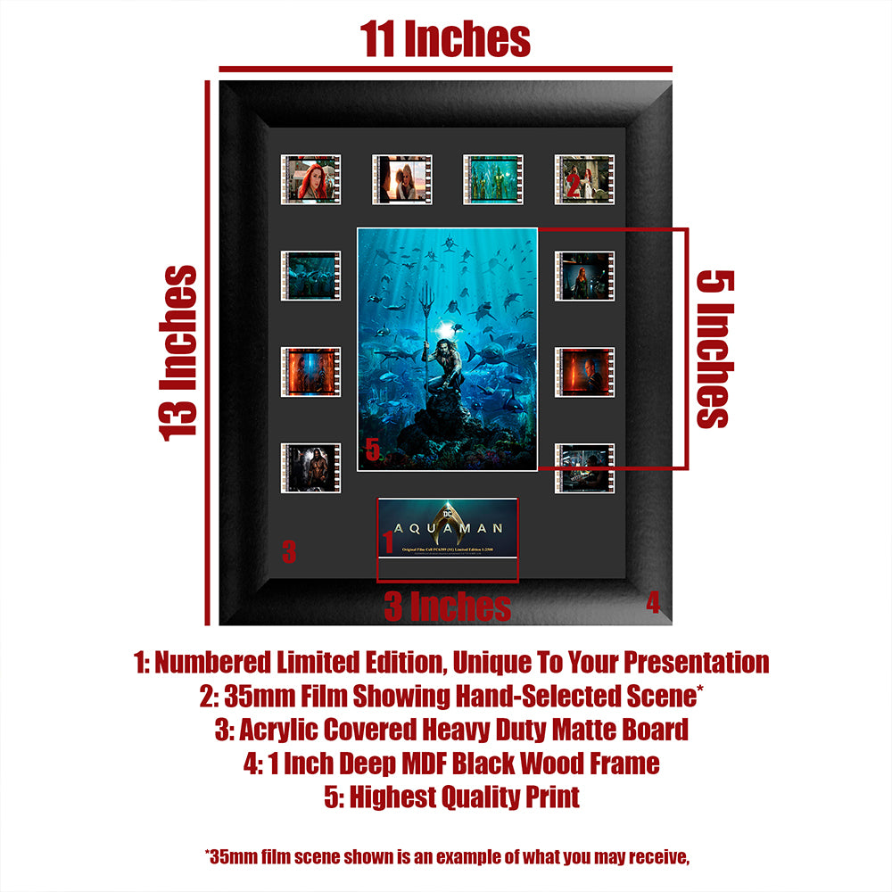 Aquaman (Jason Momoa and Sharks) Mini Montage Framed FilmCells PresentationUSFC6389
