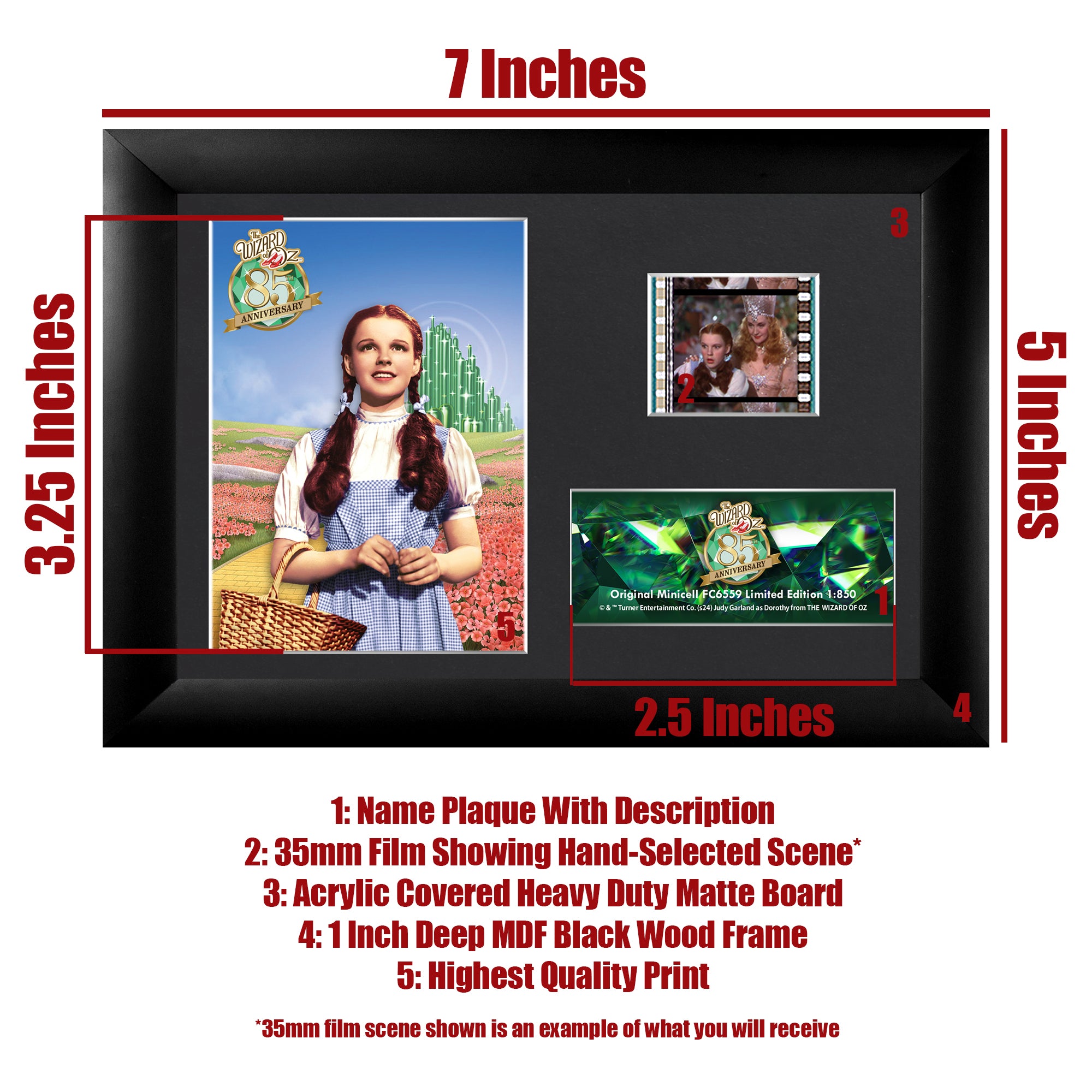 The Wizard of Oz (85th Anniversary - Dorothy) Minicell FilmCells Framed Desktop Presentation USFC6559