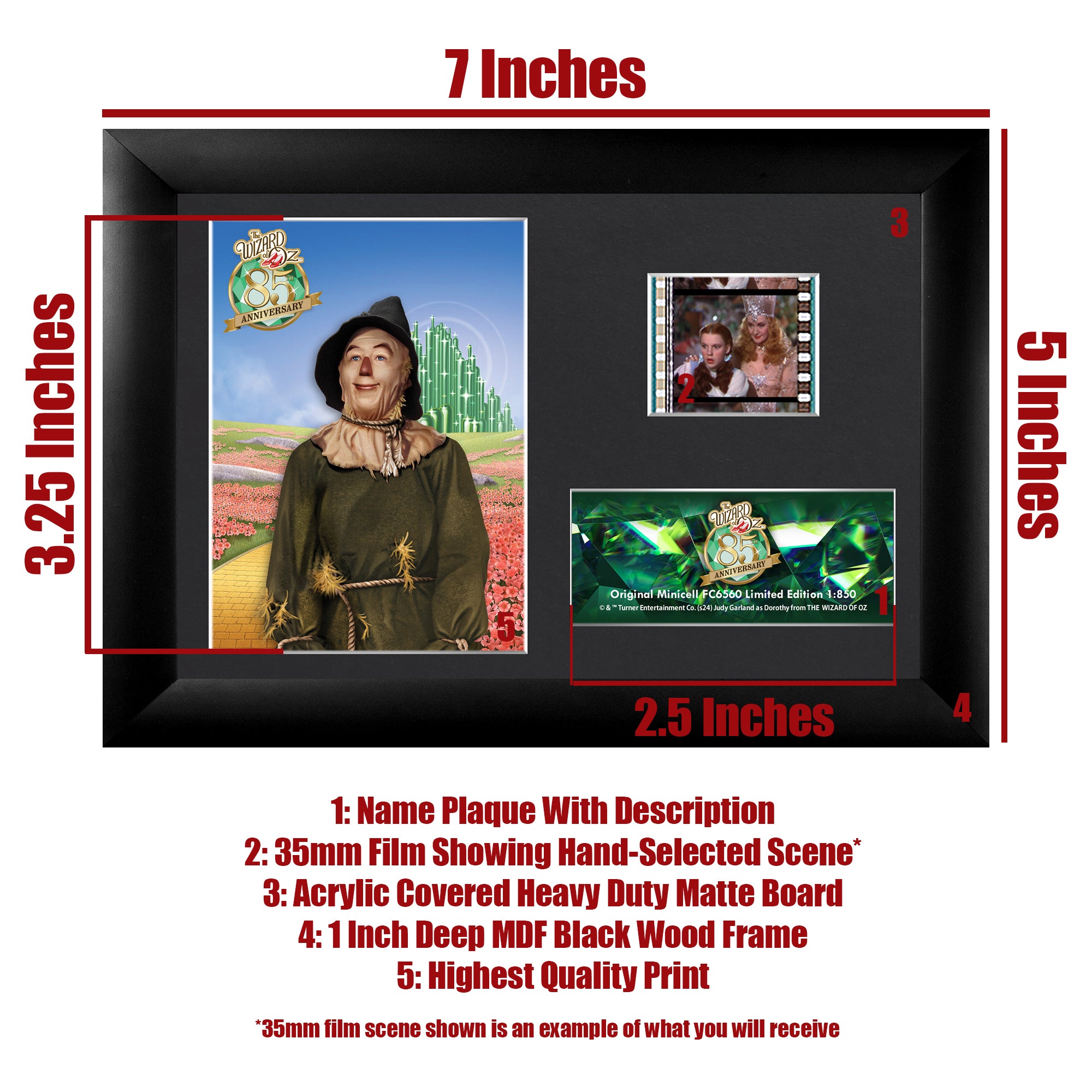 The Wizard of Oz (85th Anniversary - Scarecrow) Minicell FilmCells Framed Desktop Presentation USFC6560