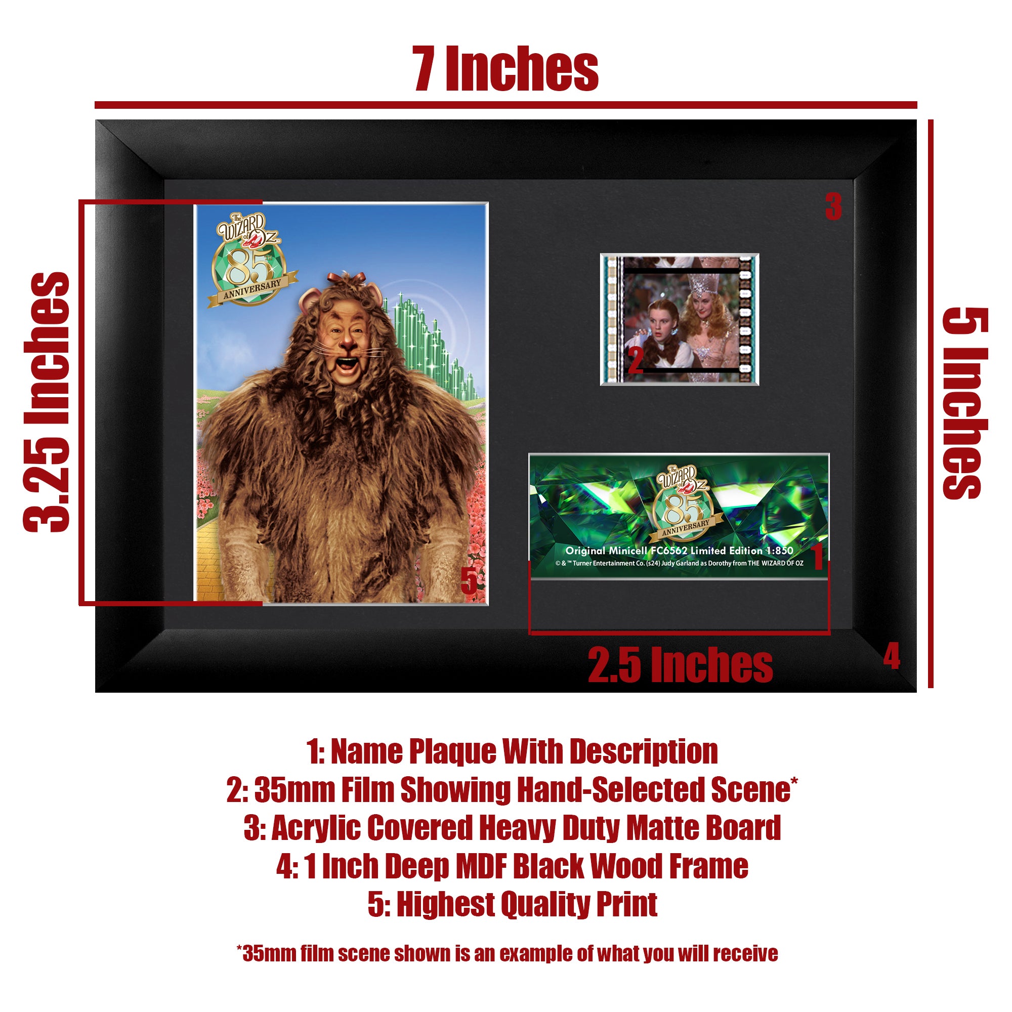The Wizard of Oz (85th Anniversary - Cowardly Lion) Minicell FilmCells Framed Desktop Presentation USFC6562