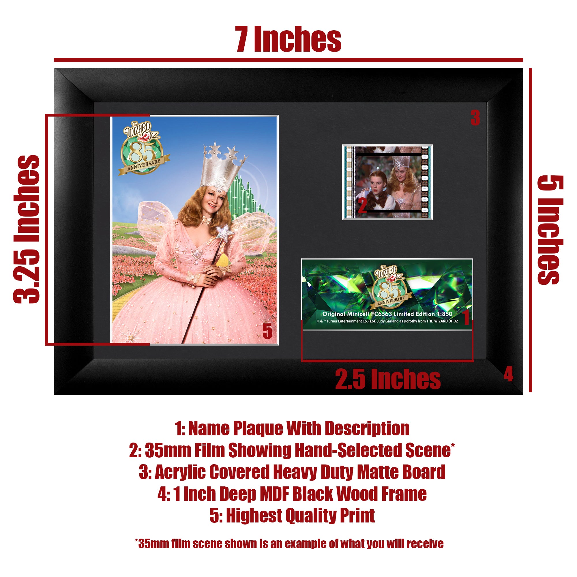 The Wizard of Oz (85th Anniversary - Glinda the Good Witch) Minicell FilmCells Framed Desktop Presentation USFC6563