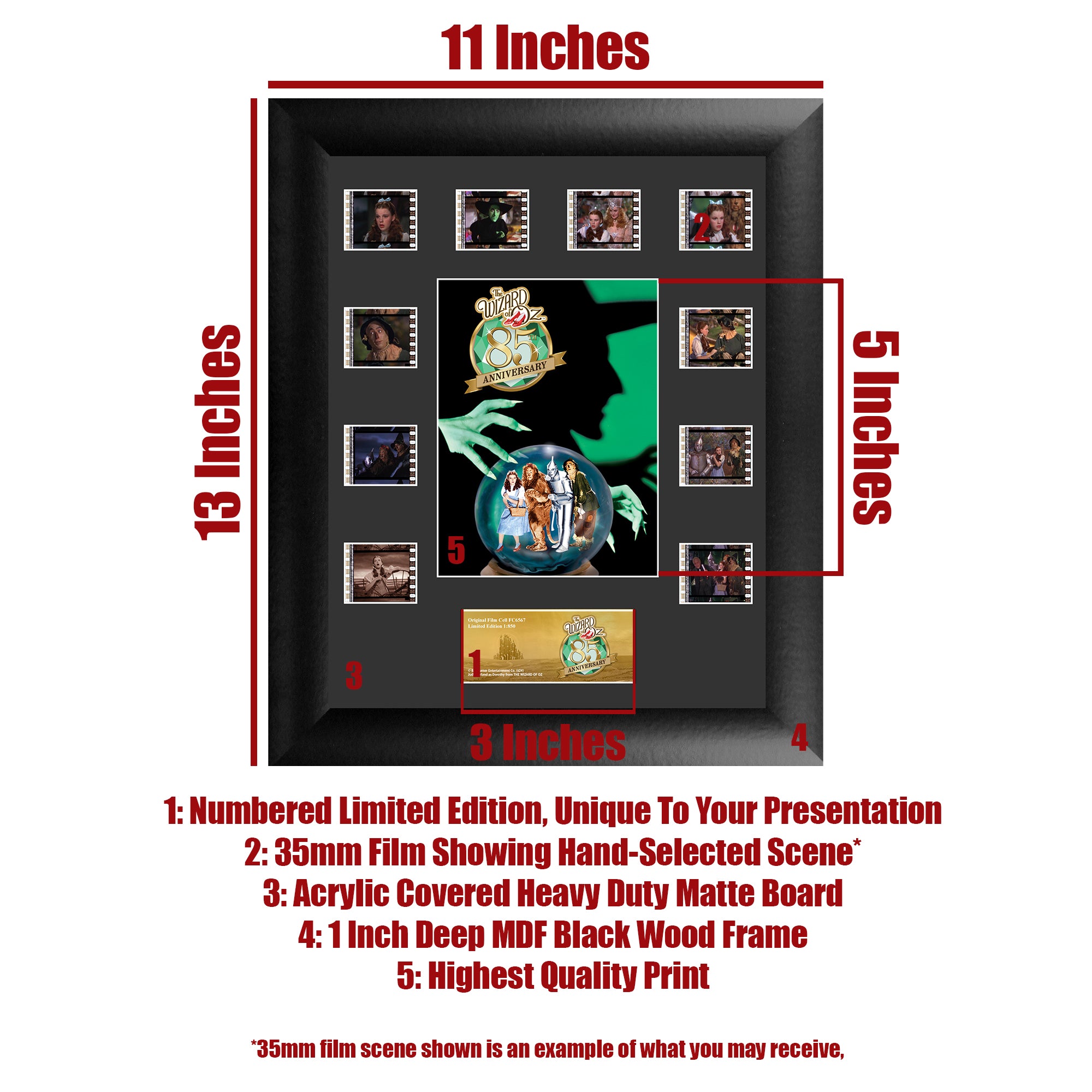 The Wizard of Oz (85th Anniversary - Wicked Witch of the West) FilmCells Presentation Mini Montage Framed Art USFC6567