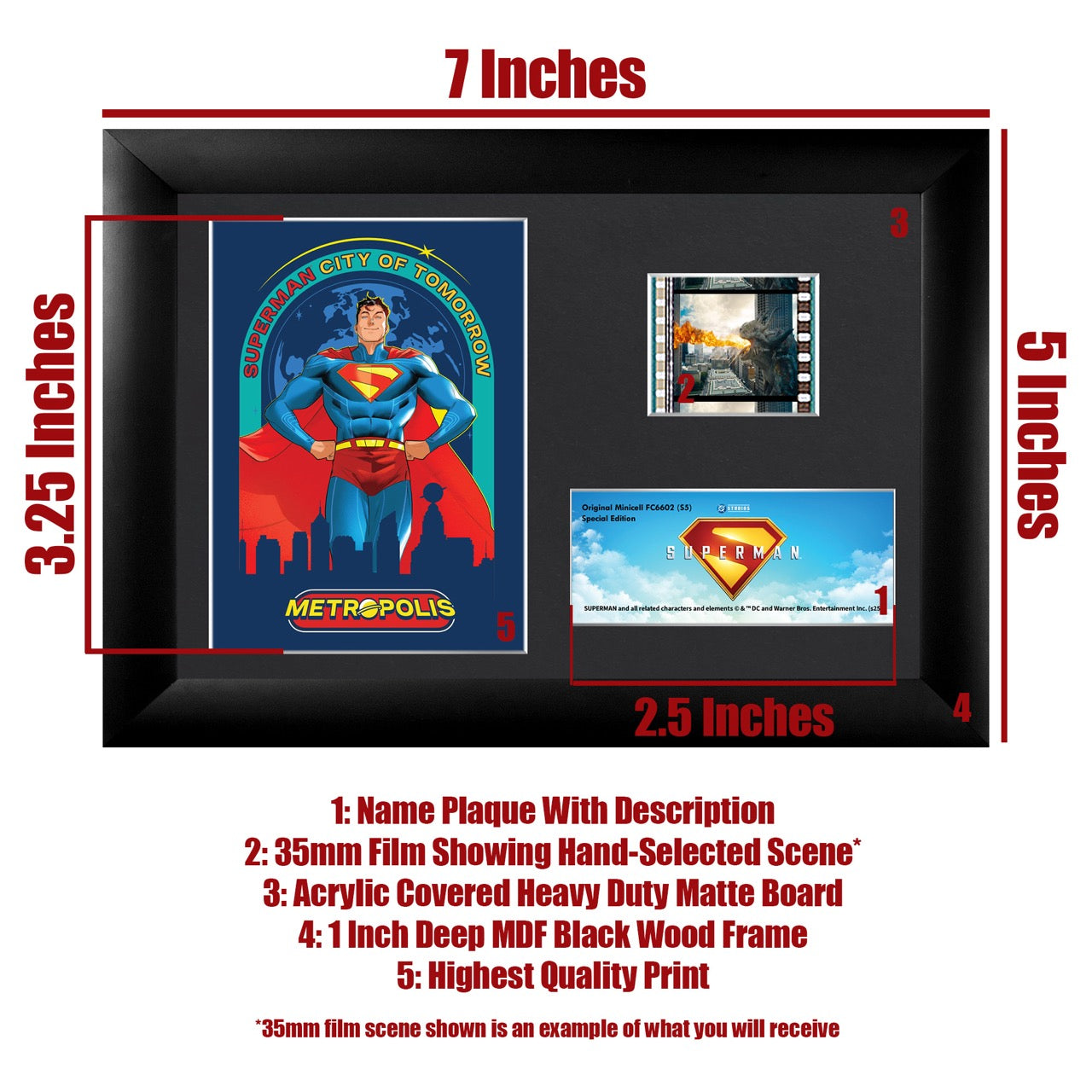 Superman (2025) (City of Tomorrow) Minicell FilmCells™ Framed Desktop Presentation USFC6602