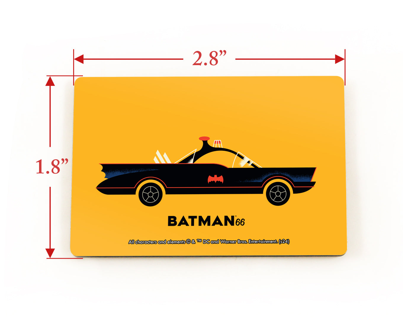 Batman 85th Anniversary (Batman 66 Batmobile 1966) Hardboard Rectangle Magnet HBDMH036