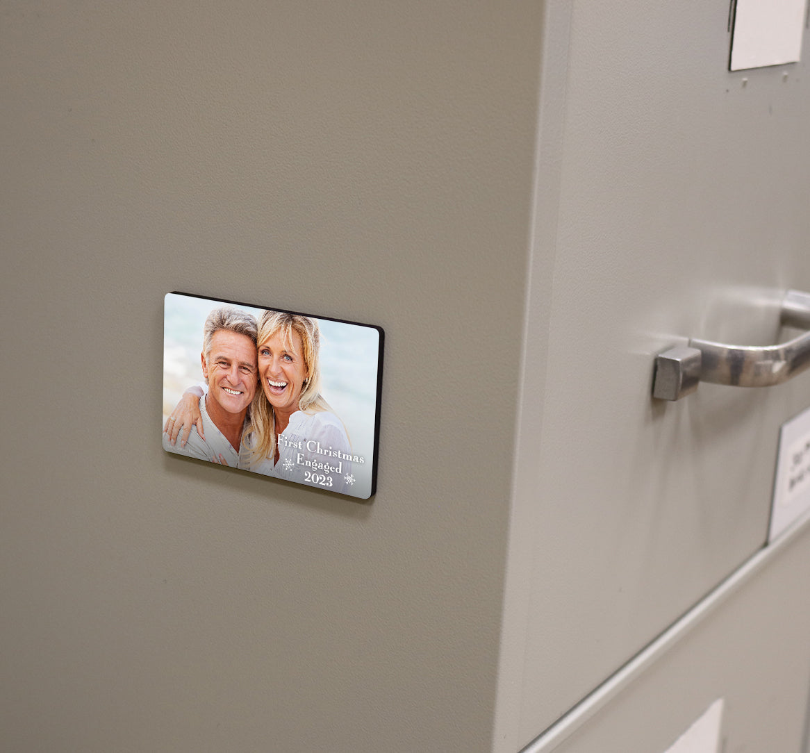 Wedding Collection (First Christmas Engaged - Personalized) Hardboard Magnet