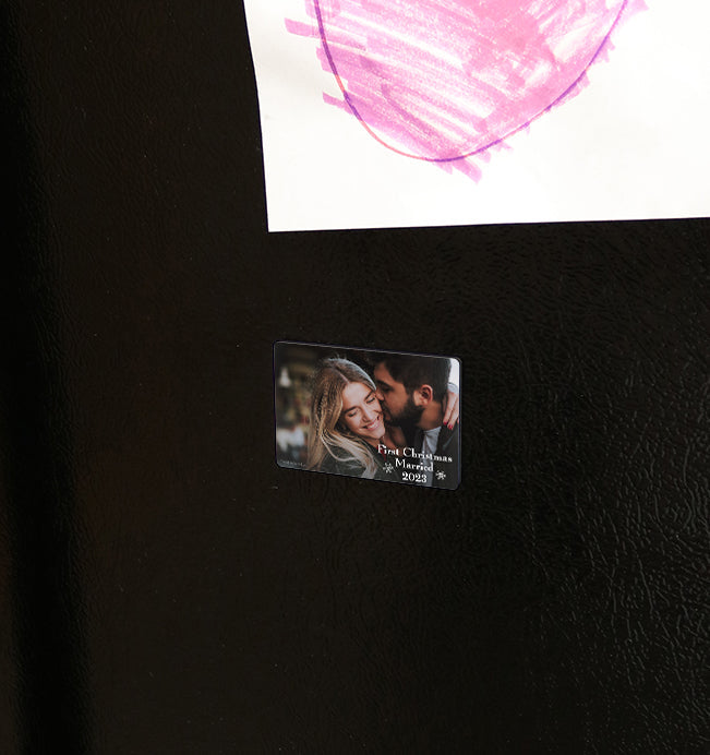 Wedding Collection (First Christmas Married - Personalized) Hardboard Magnet