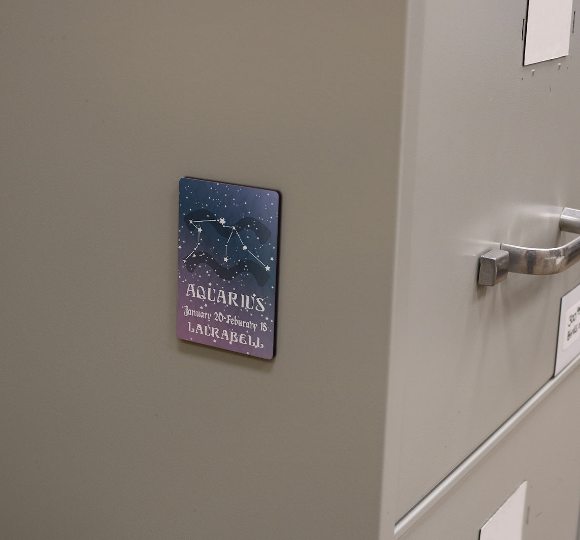 Zodiac Collection (Aquarius - Personalized) Hardboard Magnet