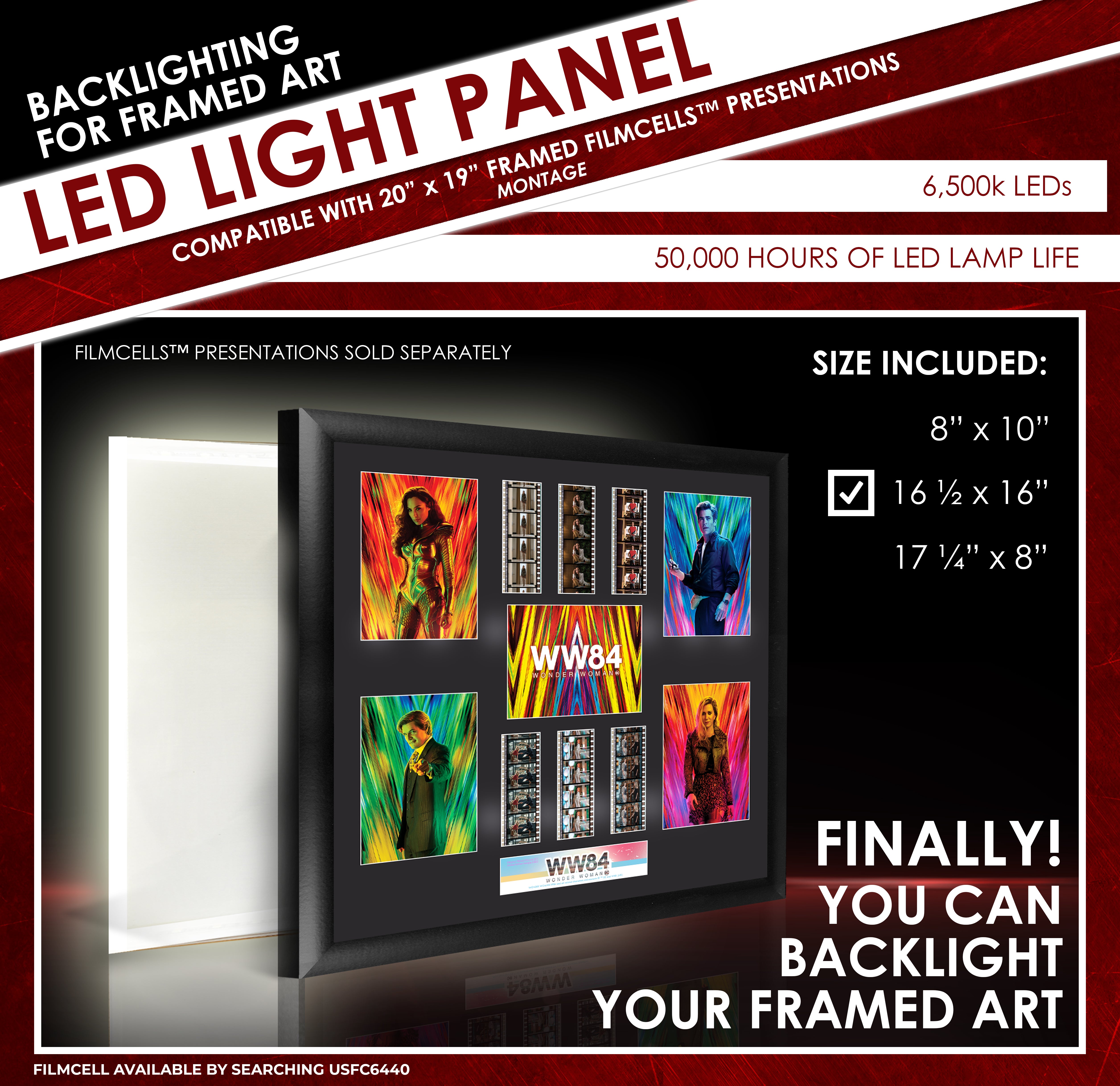 16" x 16" LED Light Panel - Fits 20" x 19" FilmCells Presentations (Montage size) LPNL1616