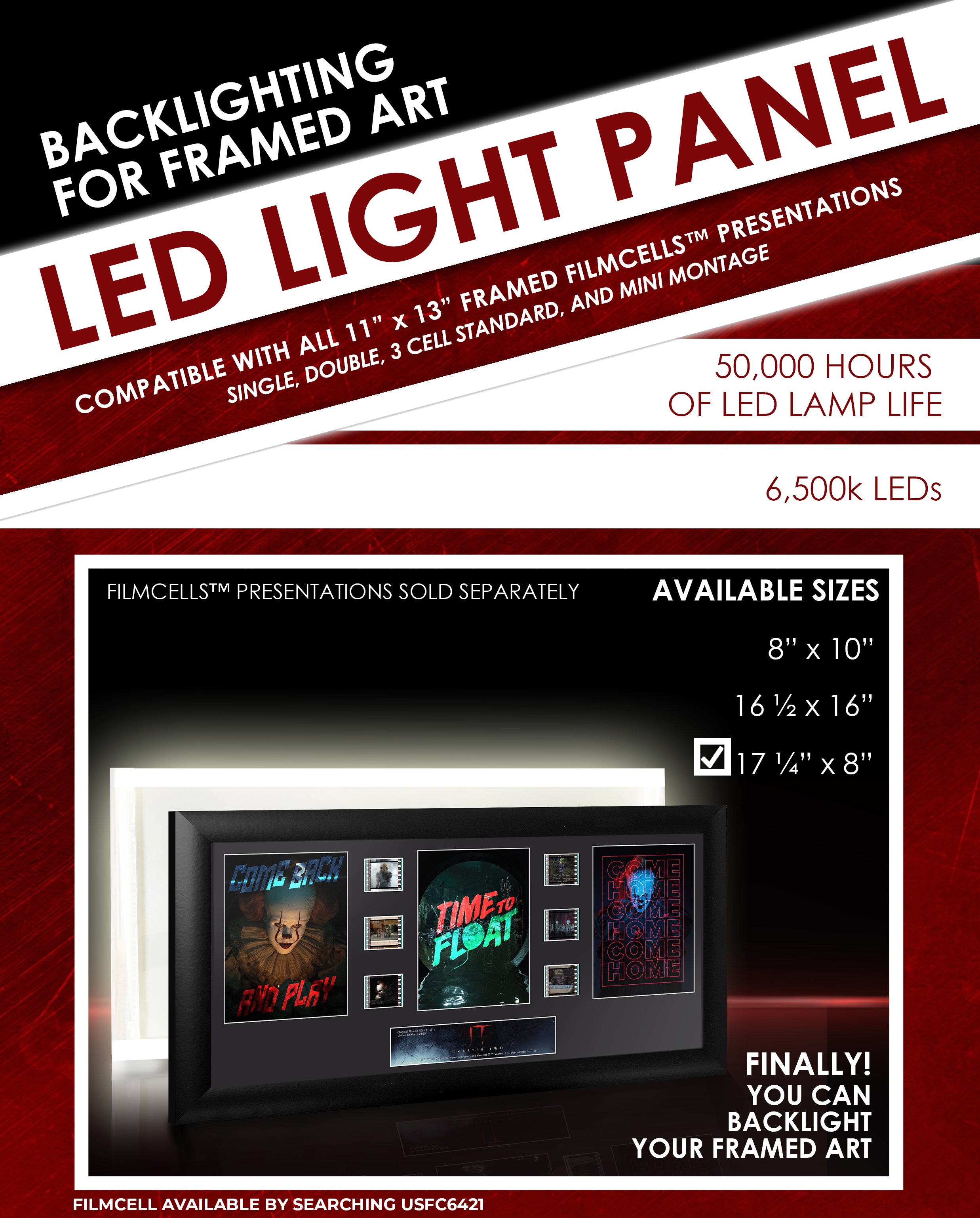 17" x 8" LED Light Panel - Fits 20" x 11" FilmCells Presentations (Trio, Trilogies and Deluxes) LPNL1708